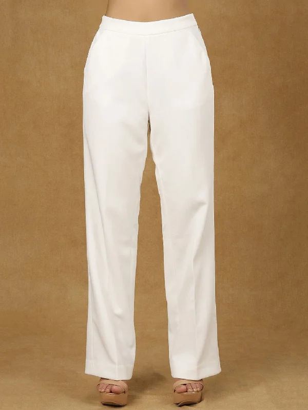 White High Waist Trouser Trousers Yoga Stretchy