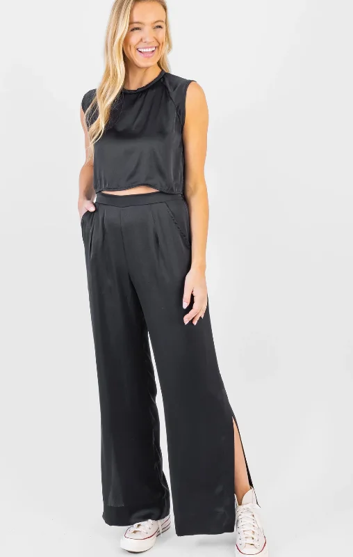 Koch Jules Pant Polysatin Black Trendy High-Waist Trousers