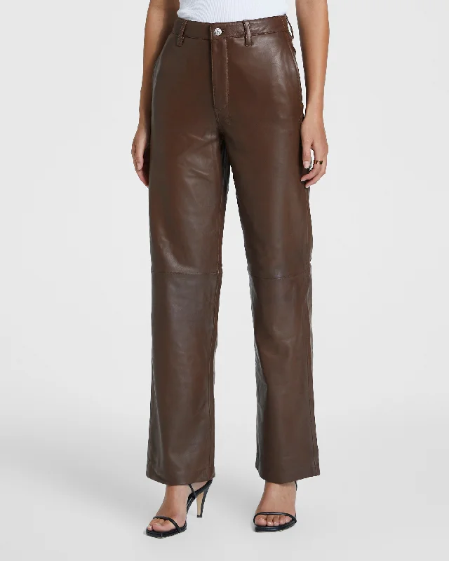 CROSSIN LEATHER TROUSER CHOC Trousers Gym Athletic