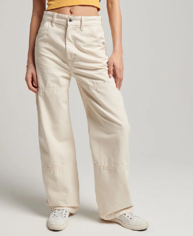 Vintage Wide Carpenter Pants | Oatmeal Casual Track Pants