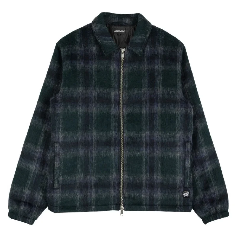 Santa Cruz Jacket Hideout - Navy / Blue / Grey Check Faux Fur Jacket Real Fur Jacket Shearling Jacket