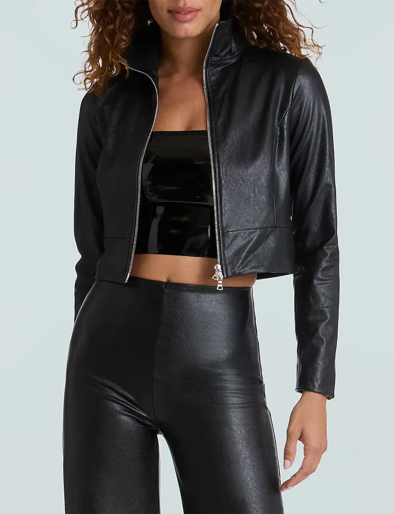 Commando Faux Leather Cropped Biker Jacket Jacket Blazer Coat