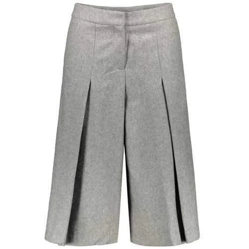 Wool Blend Capri Wide Leg Scrub Pants - Gray S Trendy Tapered Pants