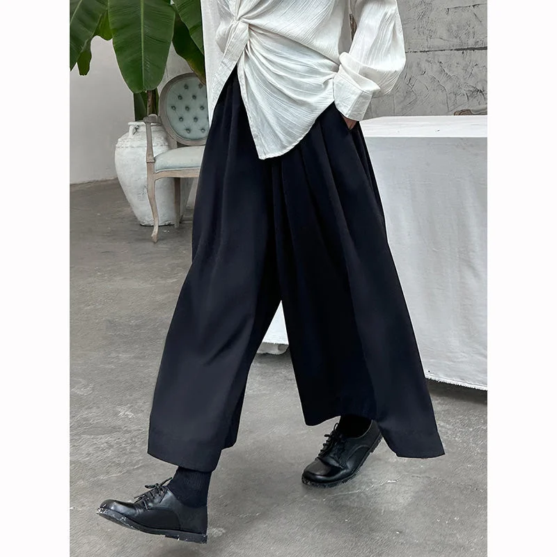 Retro Loose Black Trousers Trousers trendy modern