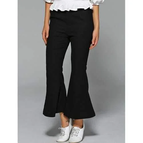 High Waisted Fitted Boot Cut  Pants - Black M Comfortable Maternity Pants