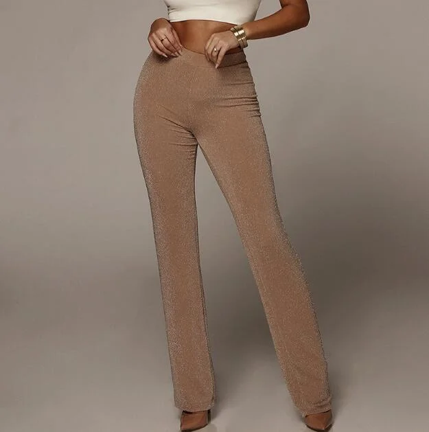 High Waist Solid Wide Leg Pants (2 colors) Classic Stretch Pants