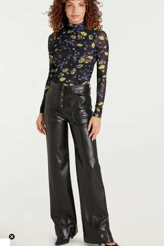 Cinq a' Sept Benji Long Faux Leather Pant Comfy Zip-Up Pants