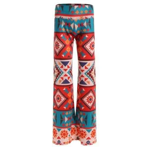 Geometric Damask Print Wide Leg Palazzo Pants - Xl Trendy Printed Pants