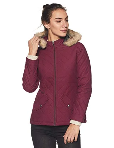 Endeavor Women's Quilted Jacket (18512-Pl_Plum_L/91 cm) Collared Jacket Crew Neck Jacket Turtle Neck Jacket