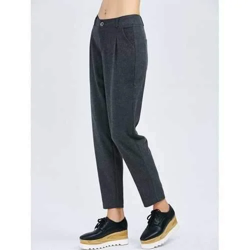 Wool Blend Cigarette Pants - Gray M Modern Bootcut Pants