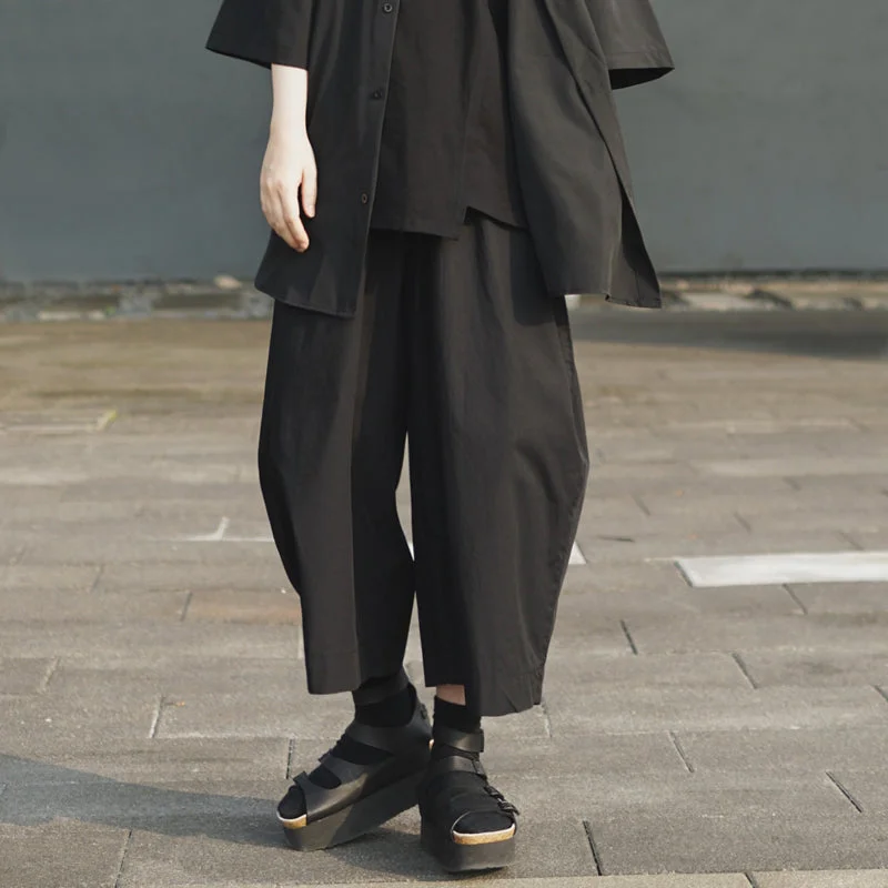 Black High Waist Loose Wide Leg Pants Trendy Wide-Legged Trousers