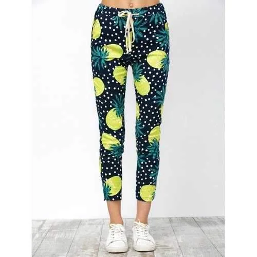 Imitate Pineapple Drawstring Ninth Pants - Yellow M Comfortable Denim Trousers