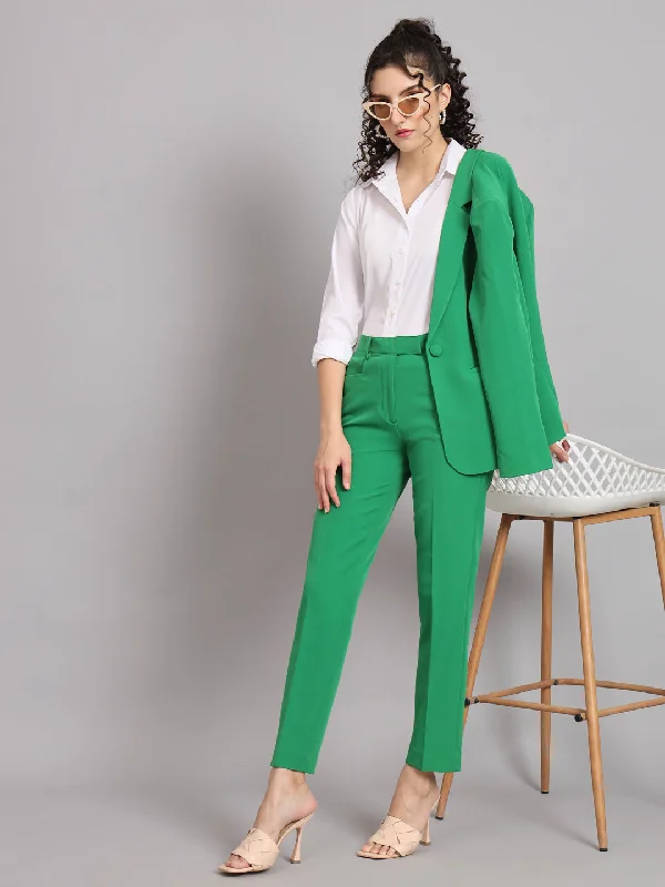 Regular Fit Mid Waist Trouser - Parrot Green Trousers Exclusive Limited