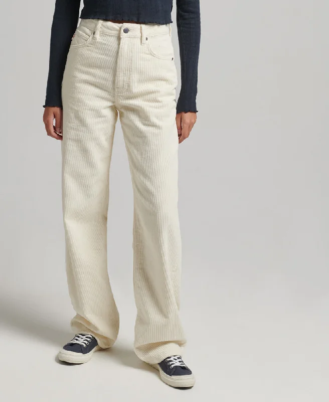 Vintage Wide Leg Cord Pants | Riff White Casual Yoga Pants