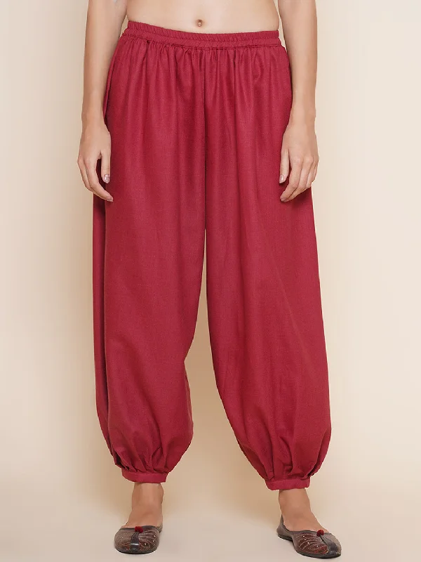 Maroon Pleated Trousers Trousers luxurious high-end