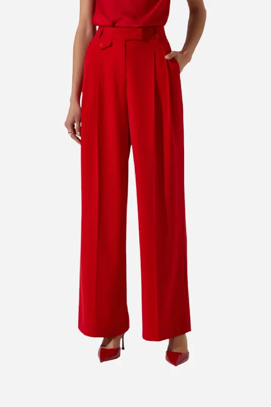 ASTR Bryony High Waisted Trouser Pants in Red Trousers High Rise Slim Fit