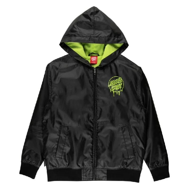 Santa Cruz Youth Jacket Youth Liquid Dot - Black Collared Jacket Crew Neck Jacket Turtle Neck Jacket