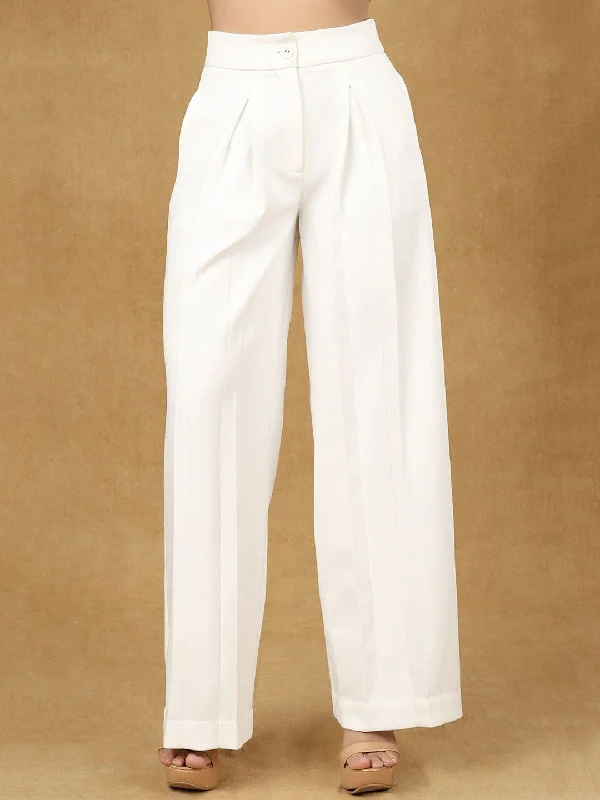 White Inverted Pleats High Waist Trouser Trousers Trousers Formal