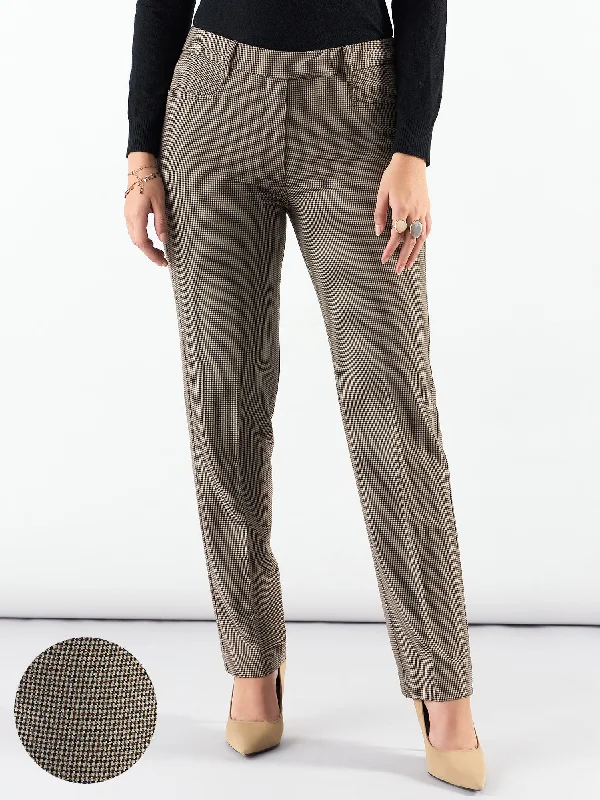 Refined Check High Waist Tailored Trouser In 4-Way Stretch Fabric Trousers Satin Smooth