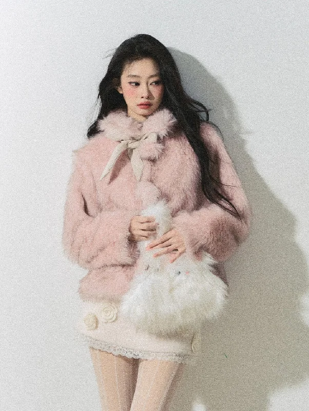 Cherry Blossom Milk Series Fur Pink Jacket DIA0246 Elasticated Jacket Padded Jacket Insulated Jacket