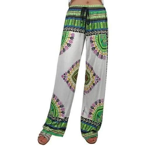 Drawstring Tropical Print Exumas Palazzo Pants - L Stylish Harem Pants