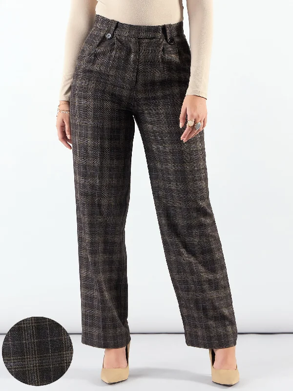 Classic Check High Waist Warm Trouser Trousers Mesh Breathable