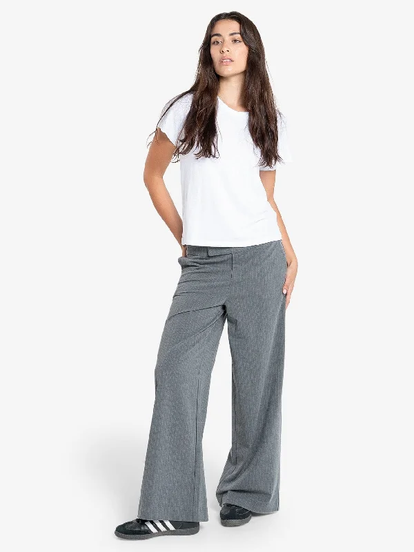 Christina Pinstripe Trouser - Metal Grey Trousers Handmade Artisanal