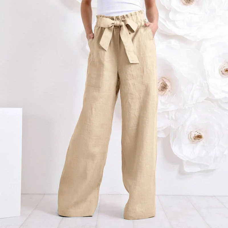 Women Pants Vintege Elastic Waist Long Pants Trousers Trousers cozy soft