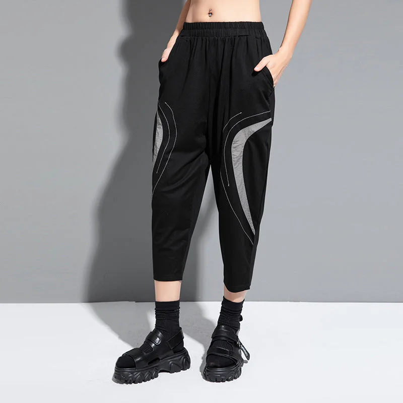 Spliced Semicircle Cropped Trousers Trousers chic fashionable