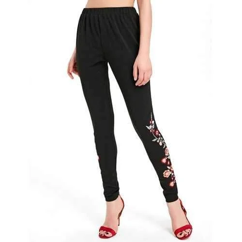 Embroidery Sides Pants - Black M Relaxed Lounge Trousers