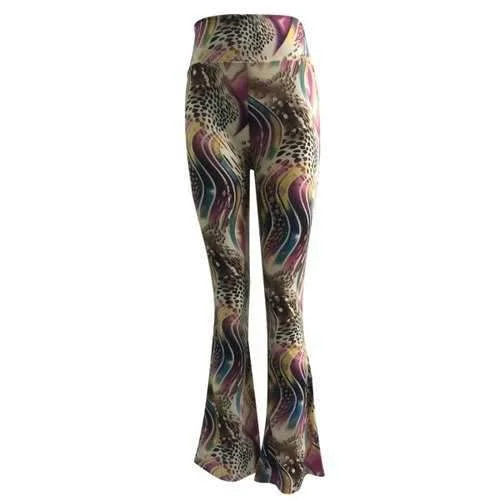 High Waist Leopard Print Trumpet Pants - Khaki M Casual Skinny Fit Pants