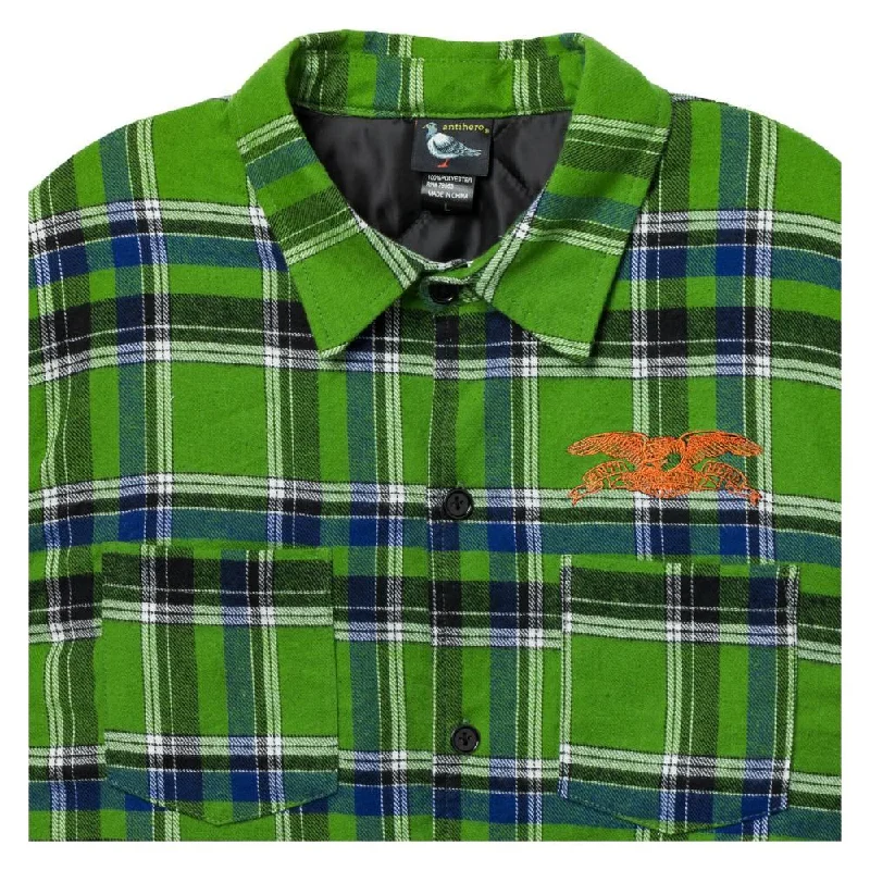 AntiHero Custom Jacket Basic Eagle Flannel Jacket - Green / Blue / Orange Tiered Jacket Buttoned Jacket Zippered Jacket