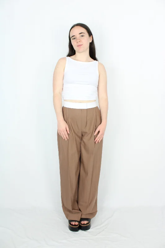 Country Road - Wide Leg Pinstriped Trousers Trousers Brand Named