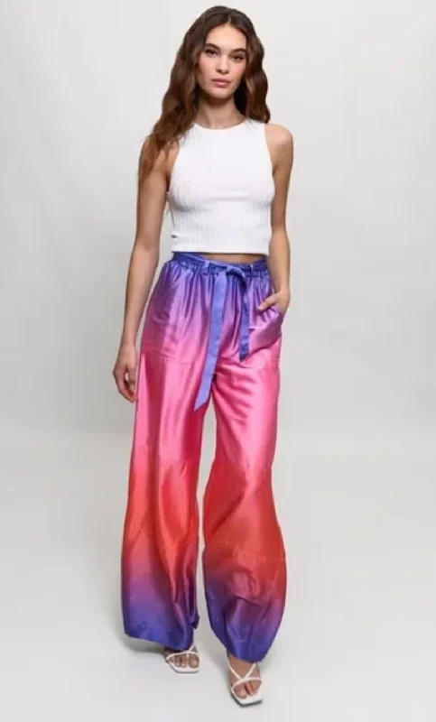 Hutch Wide Leg Pant Sunset Gradient Casual Plaid Pants