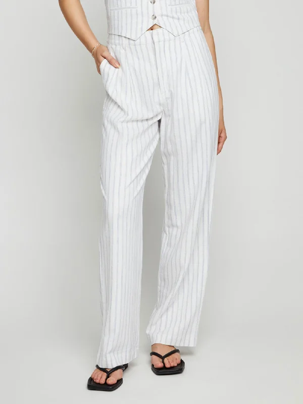 Elliot White Stripe Pants Relaxed Linen Pants