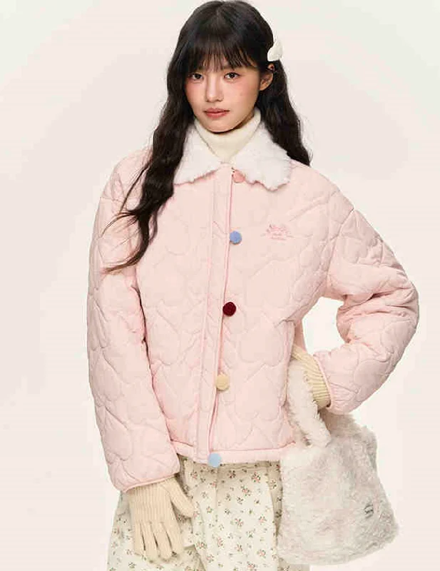 Colorful Button Fur Collar Quilted Jacket NTO0145 Hooded Jacket Caped Jacket Shawl Collar Jacket