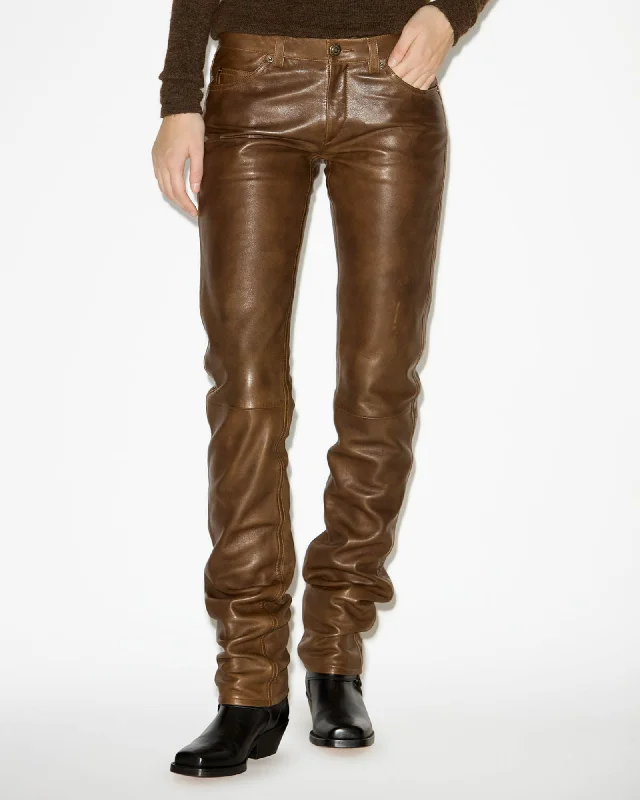 Dolena Leather Pants Casual Sweatpants Style