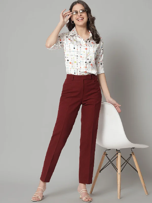 Regular Fit Mid Waist Tweed Trouser- Red Trousers Review Highly