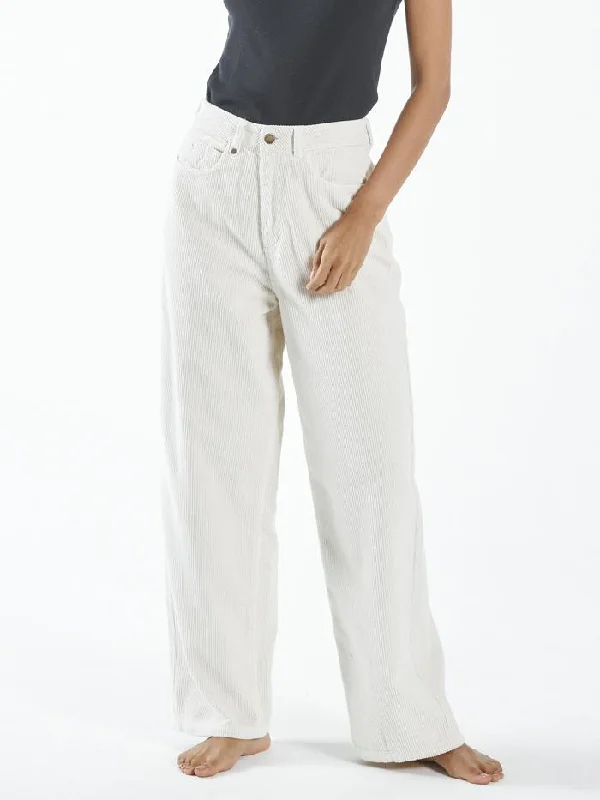 Billie Cord Pant - Heritage White Fashionable Sporty Pants