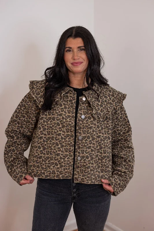 Untamed Spirit Leopard Print Jacket Hoodie Zip-Up Jacket Button-Up Jacket