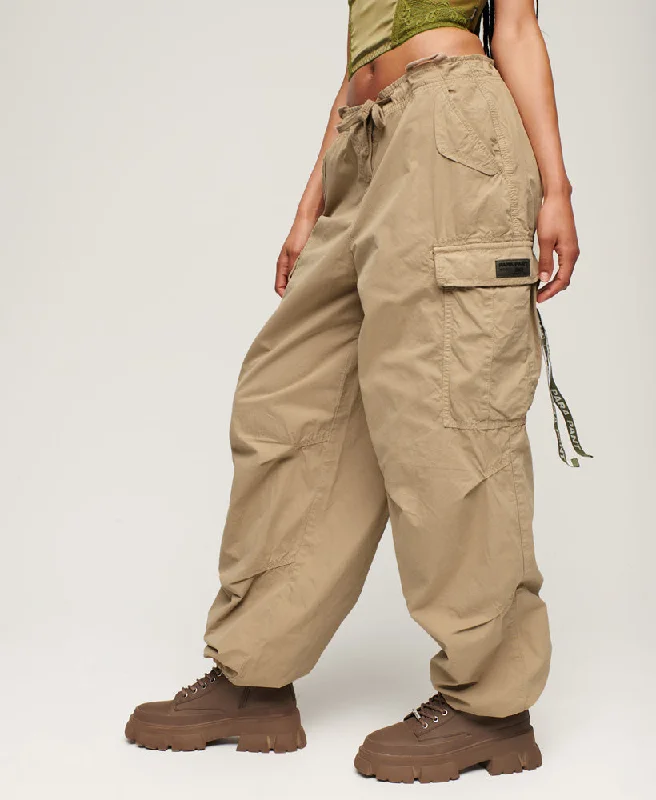 Vintage Baggy Parachute Pants | Stone Wash Taupe Brown Chic Slim Fit Pants