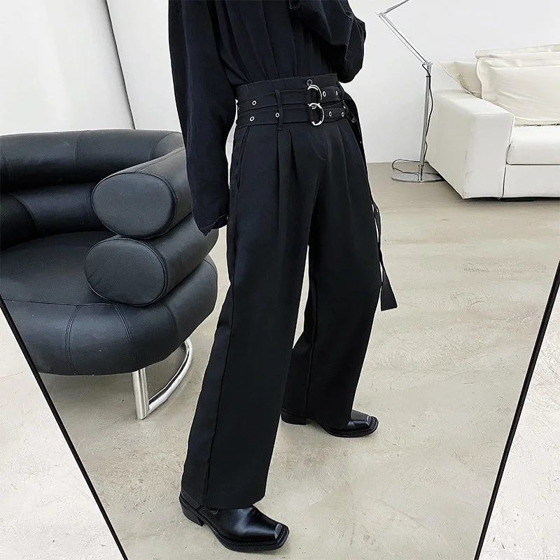 Retro High Waist Loose Trousers High Waist Slim Fit Ankle Length