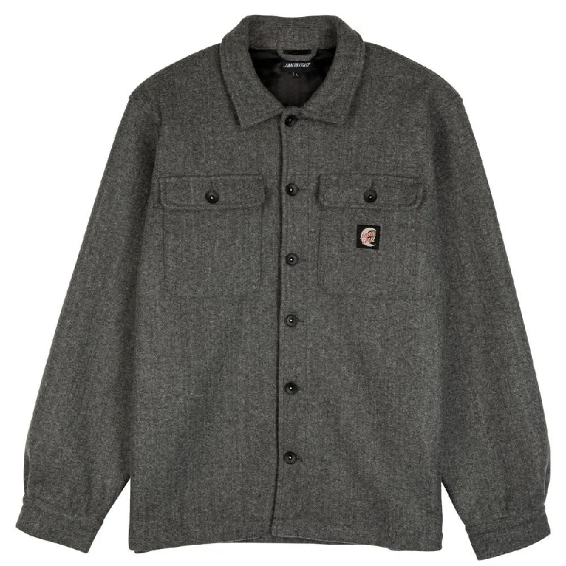 Santa Cruz Jacket Crypt Overshirt - Charcoal Zippered Jacket Buttoned Jacket Snapped Jacket