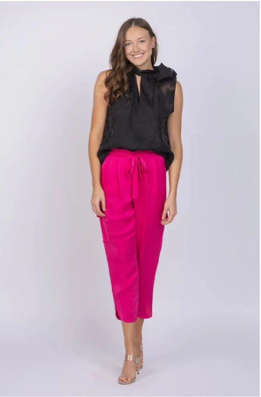 Ramy Brook Satin Allyn Pant Pink Chic Faux Leather Pants