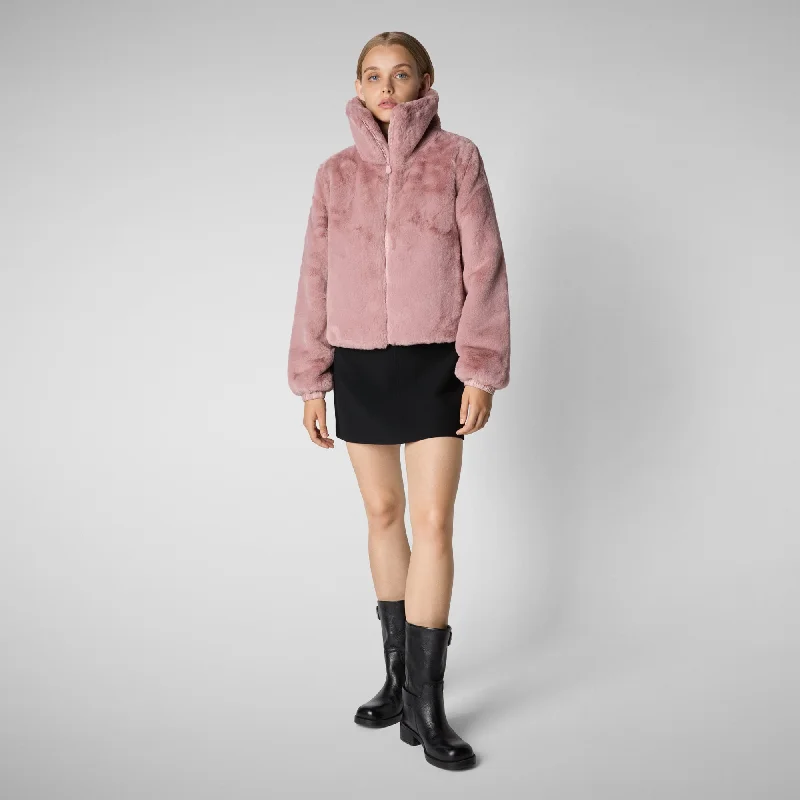 Women's jacket jeon in blush pink Hoodie Zip-Up Jacket Button-Up Jacket