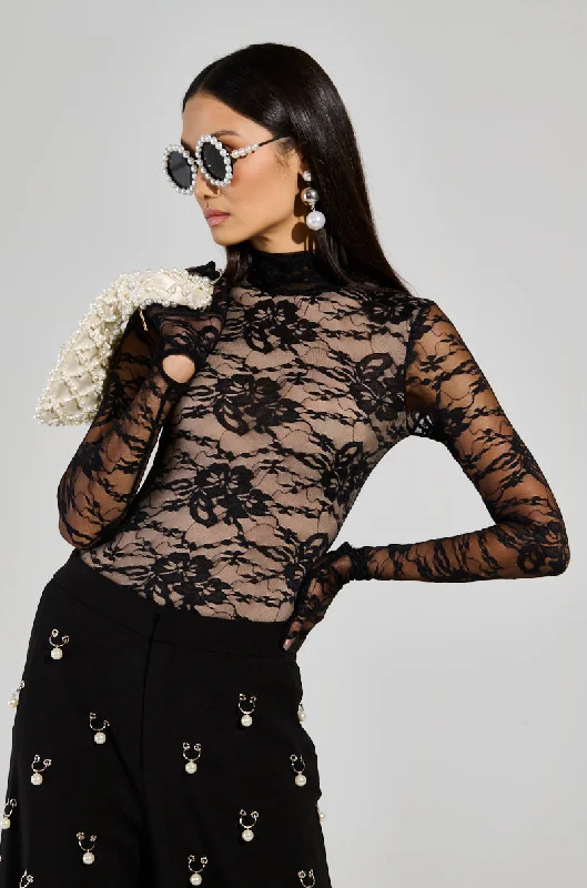 ALL THE ATTENTION LACE GLOVE BODYSUIT Comfortable Bodysuit with Underwire