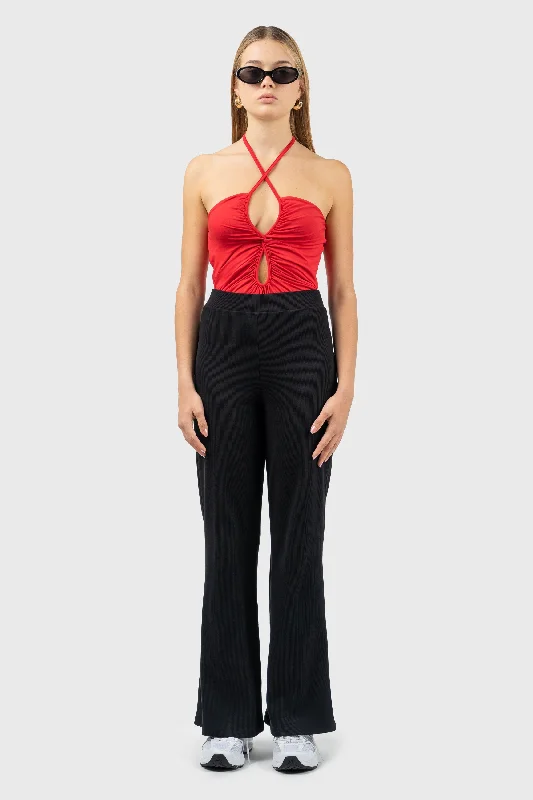 Cut Out Detail Halter Neck Bodysuit Stylish High-Waisted Bodysuit