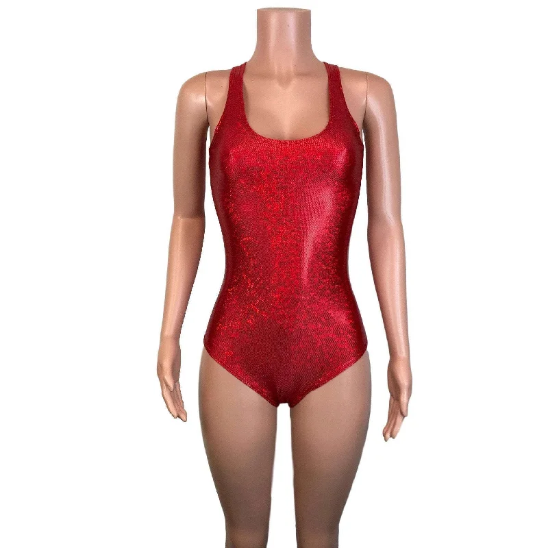 Bodysuit - Red Shattered Glass Holographic Comfortable Soft Bodysuit