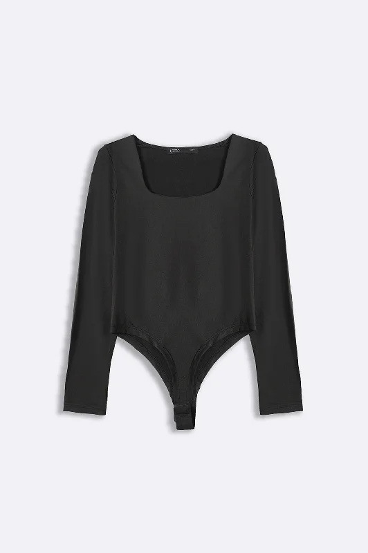 SQUARE NECK BODYSUIT Comfortable Bodysuit with Long Sleeves