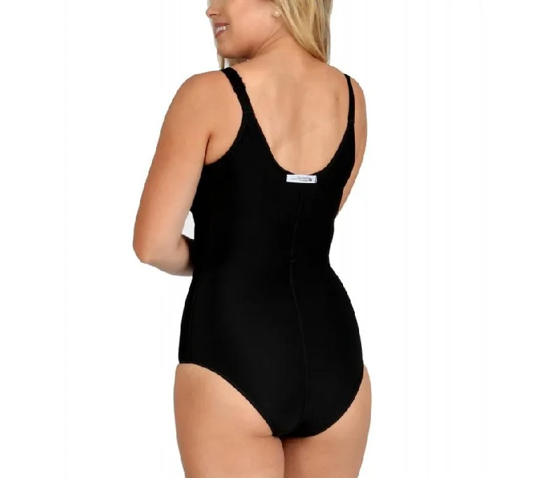 Underbust Front Zip Bodysuit - Plus Fashionable Plunge Bodysuit